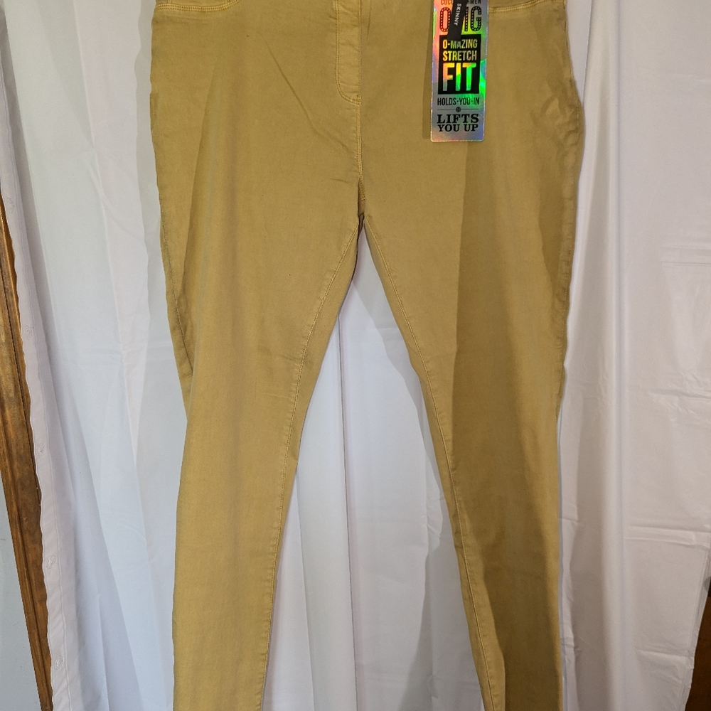 New Coco + Carmen Jeans OMG Skinny Leg Stretch Denim Mustard size 16-18